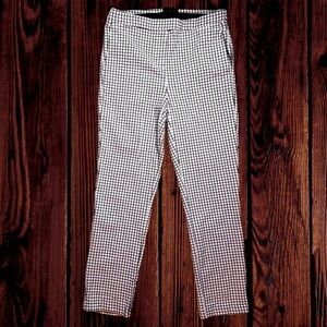 MASSIMO FABBRO Italy Black Windowpane Check Grid High Waist Stretch Ankle Pants